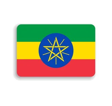 Rounded rectangle vector flag of Ethiopia Stock Illustration