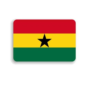 Rounded rectangle vector flag of Ghana Illustrazione stock
