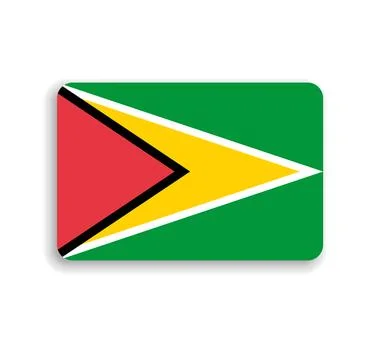 Rounded rectangle vector flag of Guyana Stock Illustration