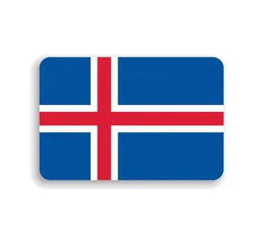 Rounded rectangle vector flag of Iceland Illustrazione stock