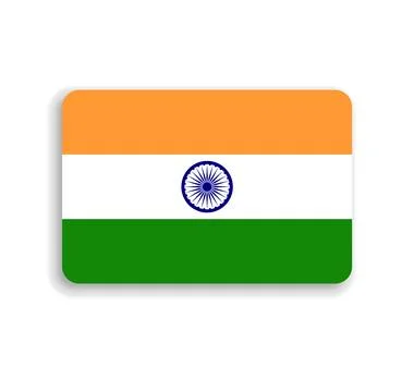Rounded rectangle vector flag of India Stock Illustration