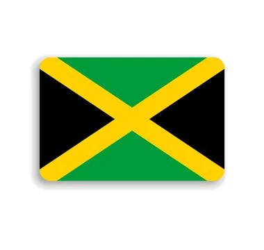 Rounded rectangle vector flag of Jamaica Stock Illustration