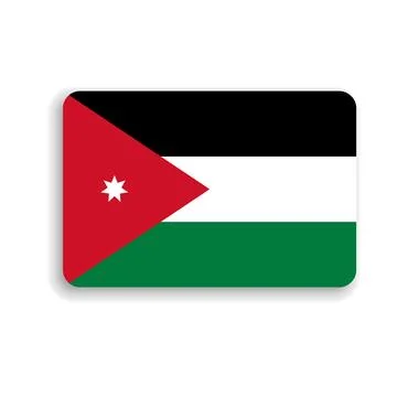 Rounded rectangle vector flag of Jordan Stock Illustration