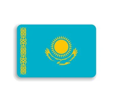Rounded rectangle vector flag of Kazakhstan Stock Illustration
