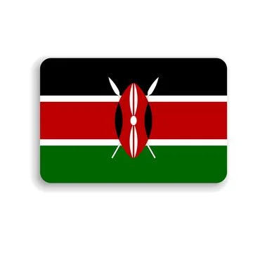 Rounded rectangle vector flag of Kenya Illustrazione stock