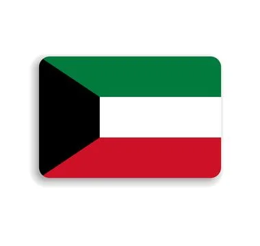 Rounded rectangle vector flag of Kuwait Stock Illustration