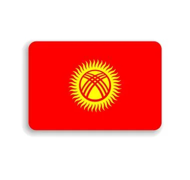 Rounded rectangle vector flag of Kyrgyzstan Stock Illustration