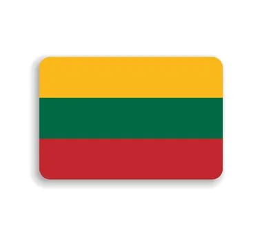 Rounded rectangle vector flag of Lithuania Illustrazione stock