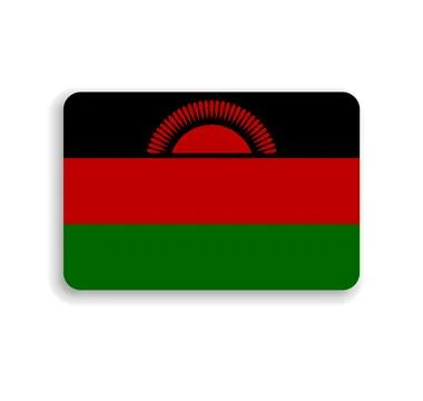 Rounded rectangle vector flag of Malawi Stock Illustration