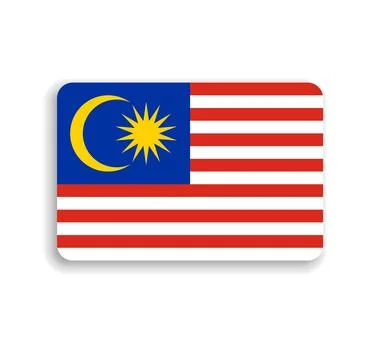 Rounded rectangle vector flag of Malaysia Stock Illustration