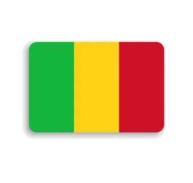 Rounded rectangle vector flag of Mali Stock Illustration
