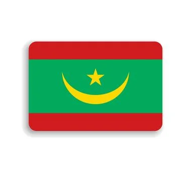 Rounded rectangle vector flag of Mauritania Illustrazione stock