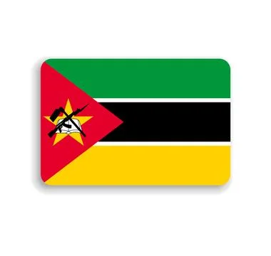 Rounded rectangle vector flag of Mozambique Stock Illustration