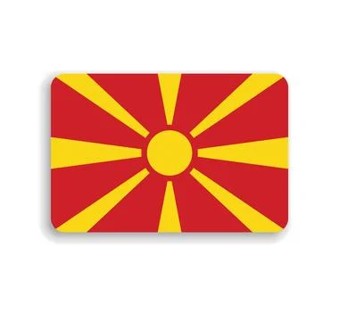 Rounded rectangle vector flag of North Macedonia Illustrazione stock