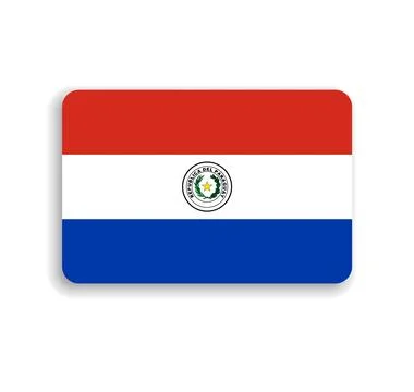 Rounded rectangle vector flag of Paraguay Illustrazione stock