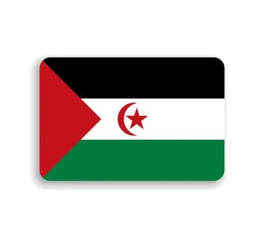Rounded rectangle vector flag of Sahrawi Arab Democratic Republic Stock Illustration