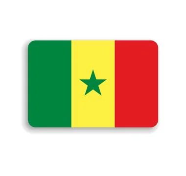 Rounded rectangle vector flag of Senegal Stock Illustration