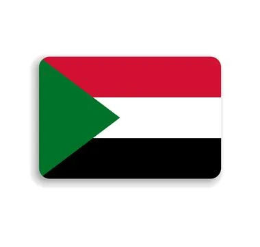 Rounded rectangle vector flag of Sudan Stock Illustration