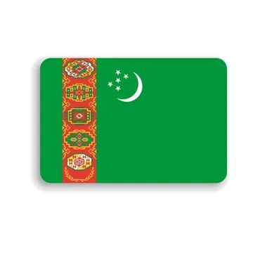 Rounded rectangle vector flag of Turkmenistan 스톡 일러스트
