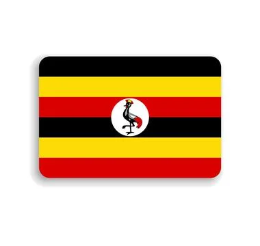 Rounded rectangle vector flag of Uganda Stock Illustration