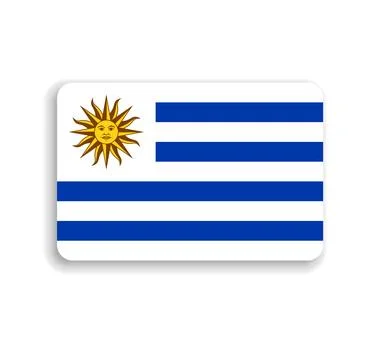 Rounded rectangle vector flag of Uruguay Stock Illustration
