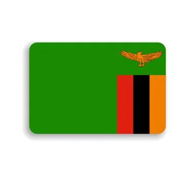 Rounded rectangle vector flag of Zambia Stock Illustration