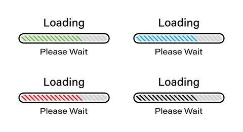 Rounded rectangular bar loading please wait with tilted lines symbol. Stock Illustration