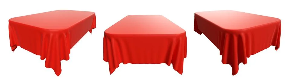 Rounded rectangular red tablecloth set Stock Illustration