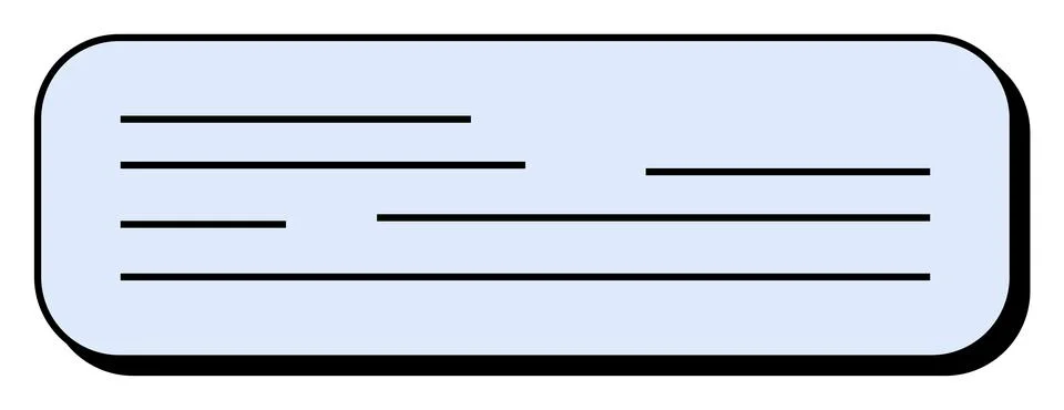 Rounded Rectangular Text Box with Blue Background and Black Outline in Mini.. Illustrazione stock