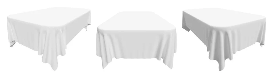Rounded rectangular white tablecloth set 스톡 사진