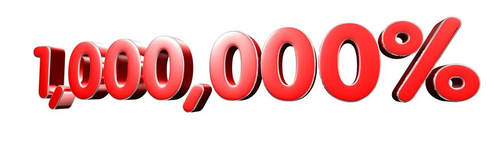 Rounded red numbers 1000000 percent on white background 3D illustration with  Stock-Illustration