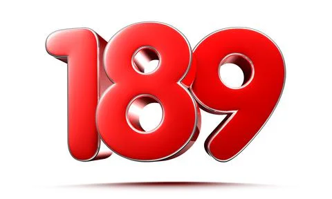 Rounded red numbers 189 on white background 3D illustration with clipping pat Stock Illustration
