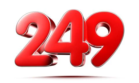 Rounded red numbers 249 on white background 3D illustration with clipping pat Stock Illustration