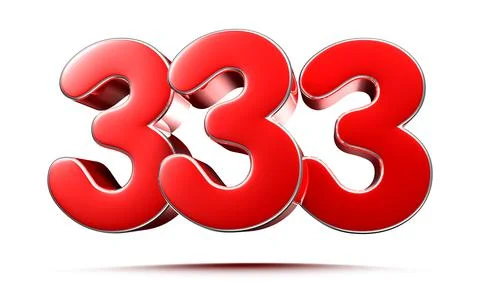 Rounded red numbers 333 on white background 3D illustration with clipping pat Stock Illustration