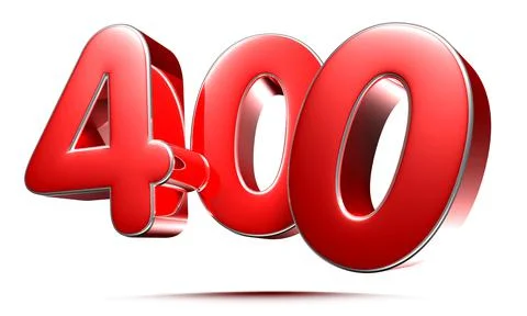 Rounded red numbers 400 on white background 3D illustration with clipping pat Stock Illustration