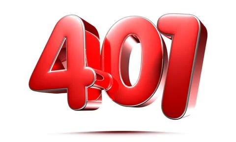 Rounded red numbers 401 on white background 3D illustration with clipping pat イラスト素材