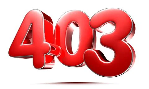 Rounded red numbers 403 on white background 3D illustration with clipping pat Stock Illustration