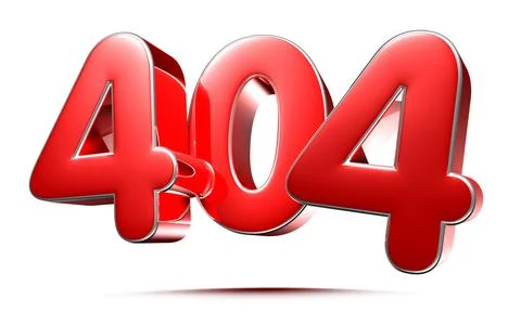 Rounded red numbers 404 on white background 3D illustration with clipping pat イラスト素材