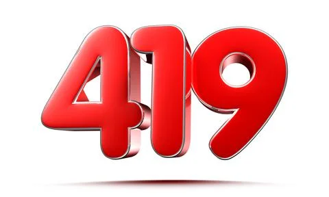 Rounded red numbers 419 on white background 3D illustration with clipping pat Stock Illustration