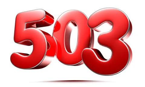 Rounded red numbers 503 on white background 3D illustration with clipping pat イラスト素材