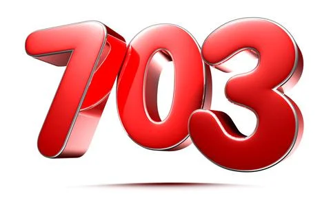 Rounded red numbers 703 on white background 3D illustration with clipping pat Stock Illustration