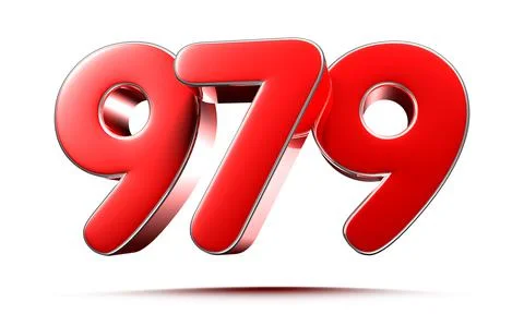 Rounded red numbers 979 on white background 3D illustration with clipping pat Stock Illustration