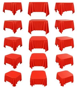 Rounded Red square table cloth set Stock Illustration