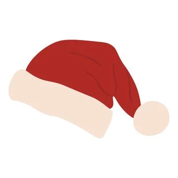 Rounded Santa hat with long brim, red Christmas cap for greeting cards and .. Stock Illustration