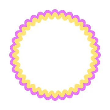 Rounded Scalloped Circle Frame Vector Illustration Decorative Badge Border .. Stock Illustration