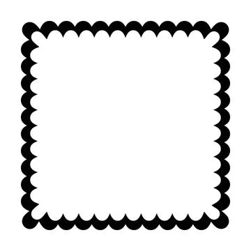 Rounded Scalloped Frame Glyph  Bold Decorative Square Border Stock Illustration