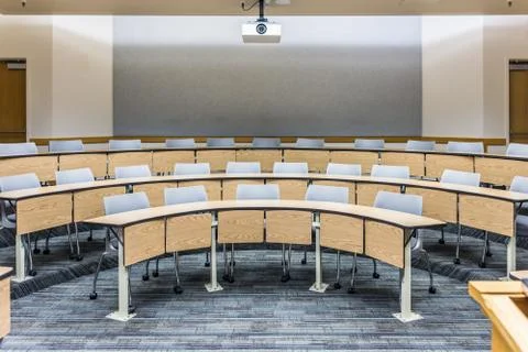 Rounded seating of lecture hall or classroom Stock Photos