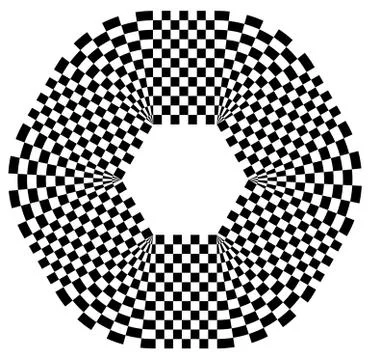 Rounded shape with checkered pattern fill. Contrasty abstract graphical eleme Illustrazione stock