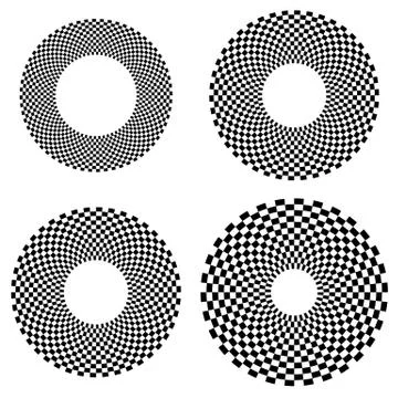 Rounded shape with checkered pattern fill. Contrasty abstract graphical eleme Stock Illustration