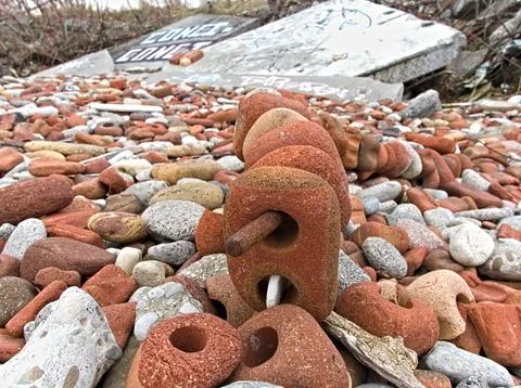 Rounded Shore Fragments from Ontario Construction Debris Foto stock